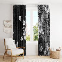 Hawaii Tapa Pattern With Black Hibiscus Window Curtain LT05 - Polynesian Pride