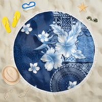 Hawaii Tapa Pattern With Navy Hibiscus Beach Blanket LT05 One Size 150cm Navy - Polynesian Pride