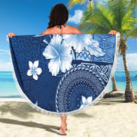 Hawaii Tapa Pattern With Navy Hibiscus Beach Blanket LT05 - Polynesian Pride