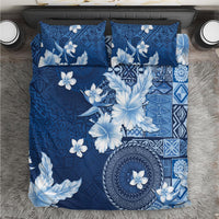 Hawaii Tapa Pattern With Navy Hibiscus Bedding Set LT05 Navy - Polynesian Pride