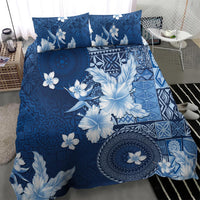 Hawaii Tapa Pattern With Navy Hibiscus Bedding Set LT05 - Polynesian Pride