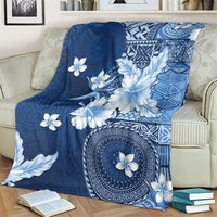 Hawaii Tapa Pattern With Navy Hibiscus Blanket LT05 - Polynesian Pride