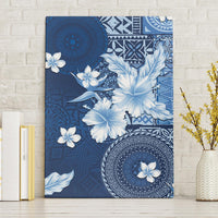 Hawaii Tapa Pattern With Navy Hibiscus Canvas Wall Art LT05 Without Frame Navy - Polynesian Pride