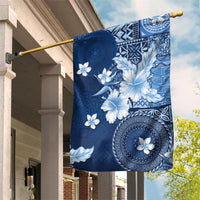Hawaii Tapa Pattern With Navy Hibiscus Garden Flag LT05 House Flag Navy - Polynesian Pride