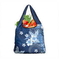 Hawaii Tapa Pattern With Navy Hibiscus Grocery Bag LT05 1-pack One Size Navy - Polynesian Pride