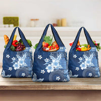 Hawaii Tapa Pattern With Navy Hibiscus Grocery Bag LT05 3-pack One Size Navy - Polynesian Pride