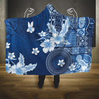 Hawaii Tapa Pattern With Navy Hibiscus Hooded Blanket LT05 One Size Navy - Polynesian Pride