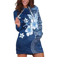 Hawaii Tapa Pattern With Navy Hibiscus Hoodie Dress LT05 Navy - Polynesian Pride