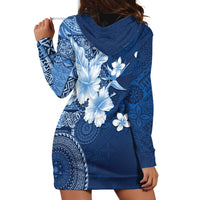 Hawaii Tapa Pattern With Navy Hibiscus Hoodie Dress LT05 - Polynesian Pride