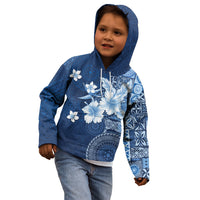 Hawaii Tapa Pattern With Navy Hibiscus Kid Hoodie