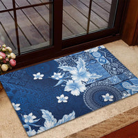 Hawaii Tapa Pattern With Navy Hibiscus Rubber Doormat LT05 - Polynesian Pride