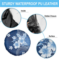 Hawaii Tapa Pattern With Navy Hibiscus Spare Tire Cover LT05 - Polynesian Pride