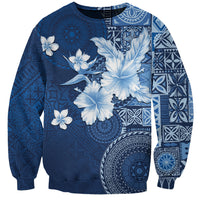 Hawaii Tapa Pattern With Navy Hibiscus Sweatshirt LT05 Unisex Navy - Polynesian Pride