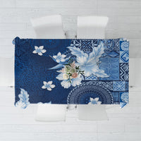 Hawaii Tapa Pattern With Navy Hibiscus Tablecloth LT05 Navy - Polynesian Pride