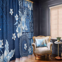 Hawaii Tapa Pattern With Navy Hibiscus Window Curtain LT05 - Polynesian Pride