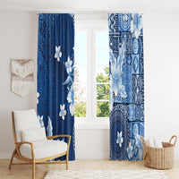 Hawaii Tapa Pattern With Navy Hibiscus Window Curtain LT05 - Polynesian Pride