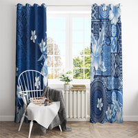 Hawaii Tapa Pattern With Navy Hibiscus Window Curtain LT05 - Polynesian Pride