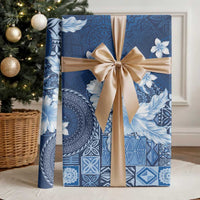 Hawaii Tapa Pattern With Navy Hibiscus Wrapping Paper - Polynesian Pride