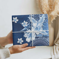 Hawaii Tapa Pattern With Navy Hibiscus Wrapping Paper - Polynesian Pride