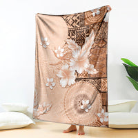 Hawaii Tapa Pattern With Brown Hibiscus Blanket LT05 - Polynesian Pride