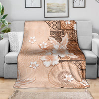 Hawaii Tapa Pattern With Brown Hibiscus Blanket LT05 - Polynesian Pride
