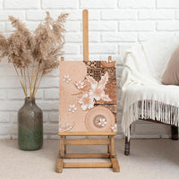 Hawaii Tapa Pattern With Brown Hibiscus Canvas Wall Art LT05 - Polynesian Pride