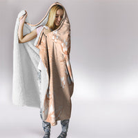 Hawaii Tapa Pattern With Brown Hibiscus Hooded Blanket LT05 - Polynesian Pride