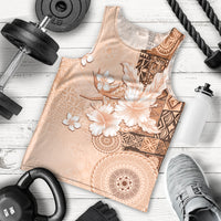 Hawaii Tapa Pattern With Brown Hibiscus Men Tank Top LT05 - Polynesian Pride