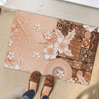 Hawaii Tapa Pattern With Brown Hibiscus Rubber Doormat LT05 - Polynesian Pride