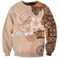 Hawaii Tapa Pattern With Brown Hibiscus Sweatshirt LT05 Unisex Brown - Polynesian Pride