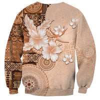 Hawaii Tapa Pattern With Brown Hibiscus Sweatshirt LT05 - Polynesian Pride