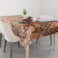 Hawaii Tapa Pattern With Brown Hibiscus Tablecloth LT05 - Polynesian Pride