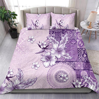 Hawaii Tapa Pattern With Violet Hibiscus Bedding Set LT05 - Polynesian Pride