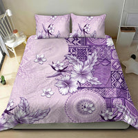 Hawaii Tapa Pattern With Violet Hibiscus Bedding Set LT05 - Polynesian Pride