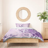 Hawaii Tapa Pattern With Violet Hibiscus Bedding Set LT05 - Polynesian Pride