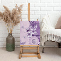 Hawaii Tapa Pattern With Violet Hibiscus Canvas Wall Art LT05 - Polynesian Pride