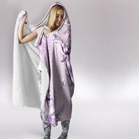 Hawaii Tapa Pattern With Violet Hibiscus Hooded Blanket LT05 - Polynesian Pride