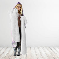 Hawaii Tapa Pattern With Violet Hibiscus Hooded Blanket LT05 - Polynesian Pride