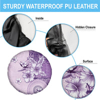 Hawaii Tapa Pattern With Violet Hibiscus Spare Tire Cover LT05 - Polynesian Pride