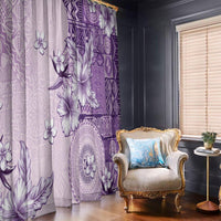 Hawaii Tapa Pattern With Violet Hibiscus Window Curtain LT05 - Polynesian Pride