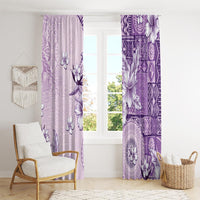 Hawaii Tapa Pattern With Violet Hibiscus Window Curtain LT05 - Polynesian Pride