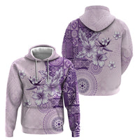 Hawaii Tapa Pattern With Violet Hibiscus Zip Hoodie