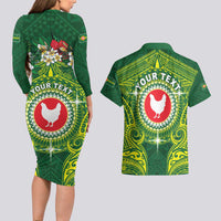 Personalized American Samoa Manua Cession Day Couples Matching Long Sleeve Bodycon Dress and Hawaiian Shirt Up Up The Moa