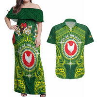 Personalized American Samoa Manua Cession Day Couples Matching Off Shoulder Maxi Dress and Hawaiian Shirt Up Up The Moa