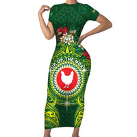 Personalized American Samoa Manua Cession Day Family Matching Short Sleeve Bodycon Dress and Hawaiian Shirt Up Up The Moa