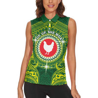 Personalized American Samoa Manua Cession Day Women Sleeveless Polo Shirt Up Up The Moa