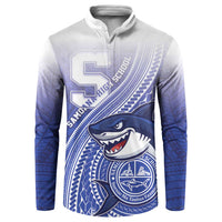 Personalized Samoana High School Button Sweatshirt Polynesian Tribal Shark LT05 Blue - Polynesian Pride