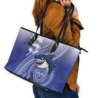 Samoana High School Leather Tote Bag Polynesian Tribal Shark