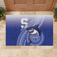 Samoana High School Rubber Doormat Polynesian Tribal Shark LT05 Blue - Polynesian Pride