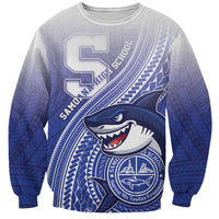 Personalized Samoana High School Sweatshirt Polynesian Tribal Shark LT05 Unisex Blue - Polynesian Pride